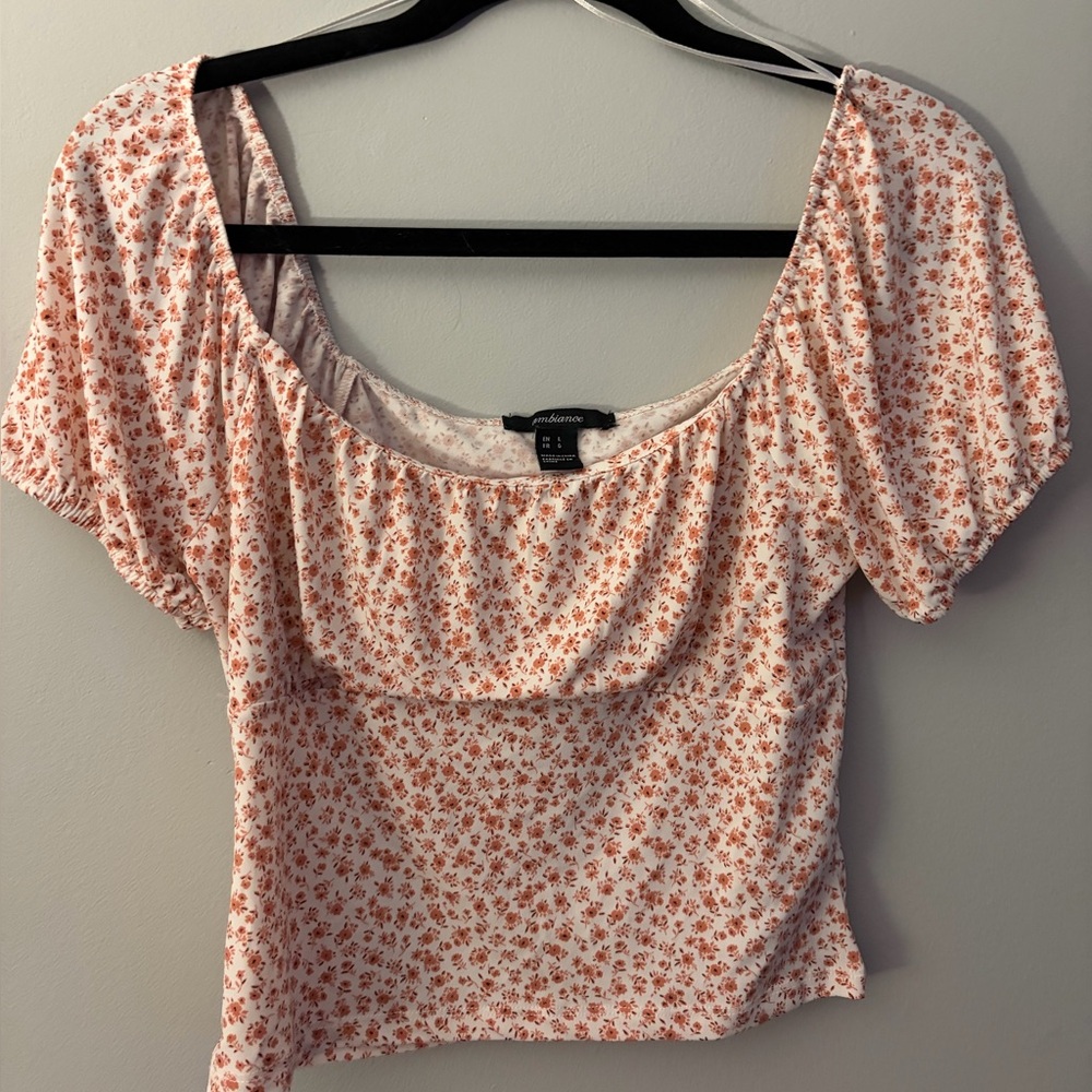 Ambiance White and Red Floral Blouse
